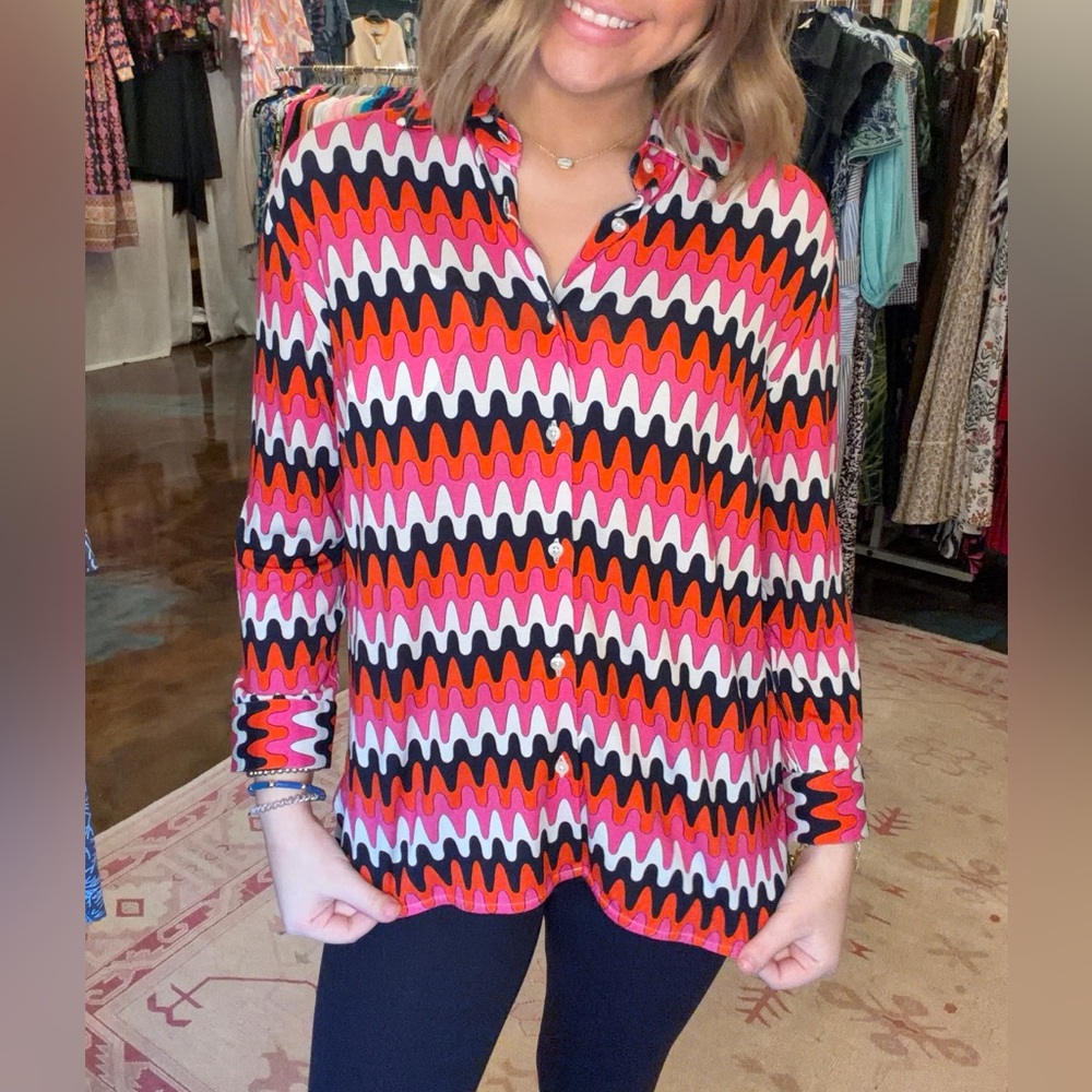 VILAGALLO- zigzag button down top NWT